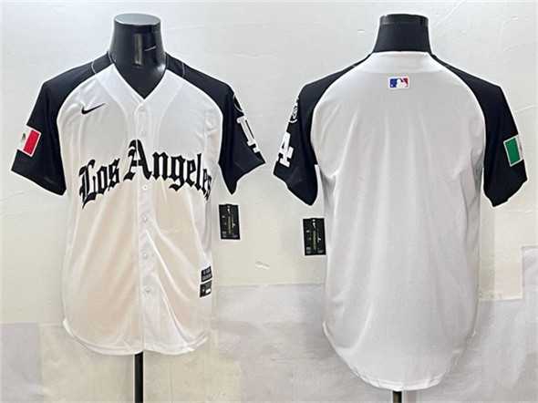 Mens Los Angeles Dodgers Blank Team Big Logo White Black Mexico 2025 LA Gothic Style With Fernando Patch Vapor Premier Limited Stitched Jersey